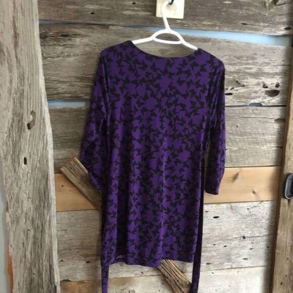 MOTHERHOOD Maternity size Med Purple babydoll top with black butterflies - Picture 3 of 5